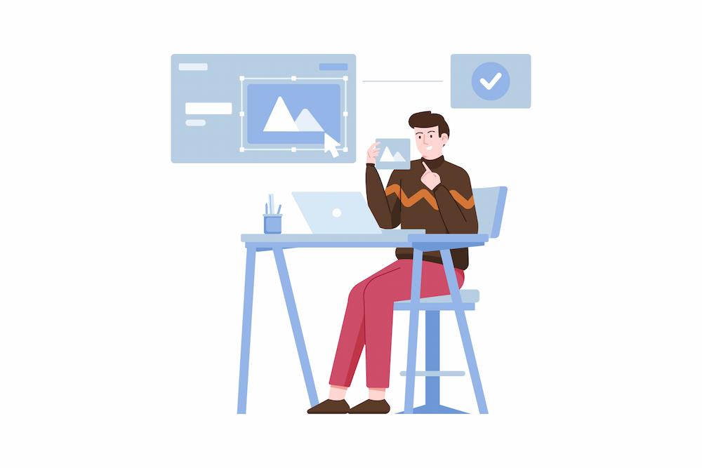 there are key differences to note when considering custom vs. template websites illustration shows person working on laptop