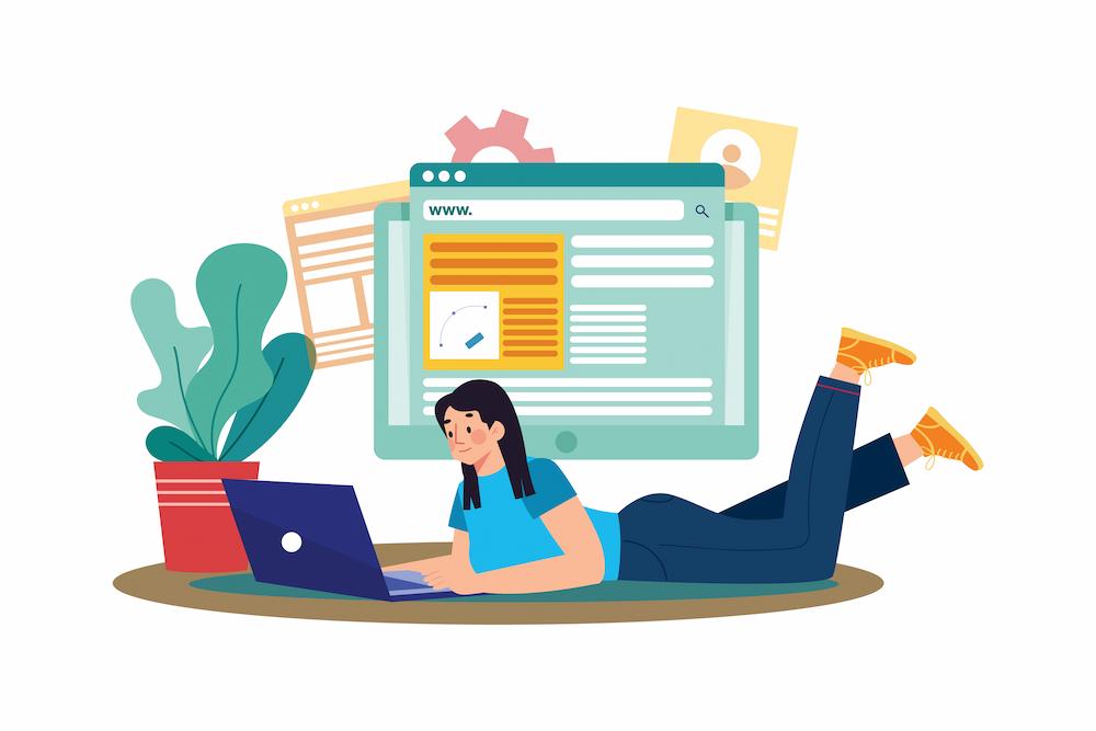 Identify and solve issues hurting your search engine rankings with a NEXTFLY website audit image shows woman using laptop