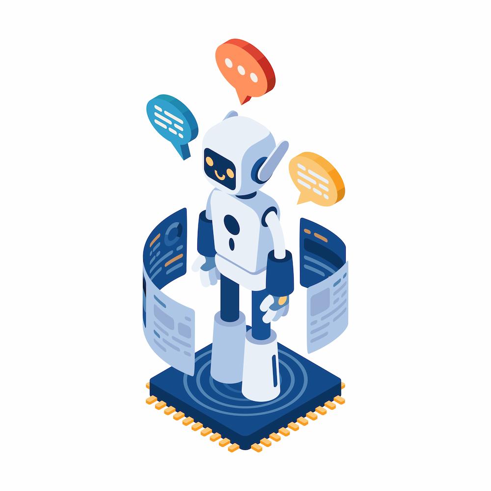 Contact NEXTFLY for guidance on how to use chatbots image shows chatbot surrounded by conversations