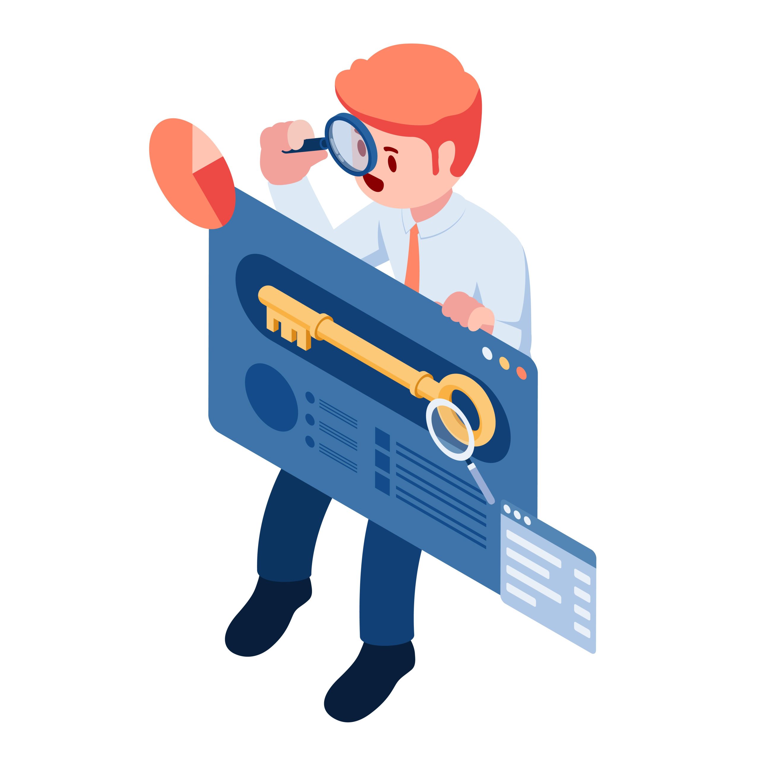 study your website's performance and content with an SEO audit image shows employee reviewing website information