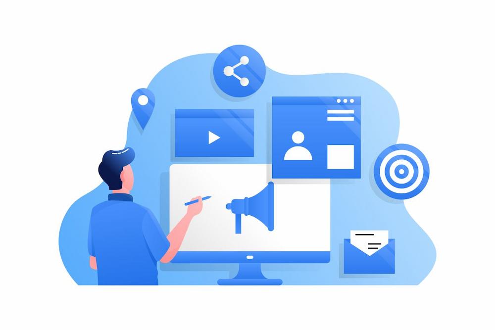 Map out your website launch promotion plan with help from NEXTFLY image shows employee studying marketing information