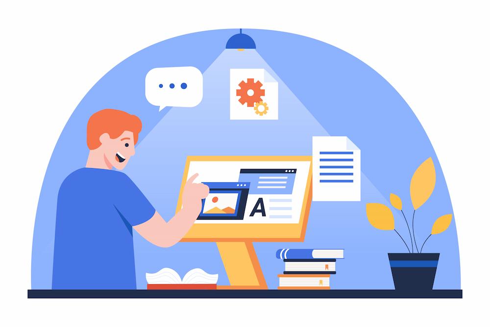 Experience the ROI of a well-designed website with guidance from NEXTFLY image shows user on computer