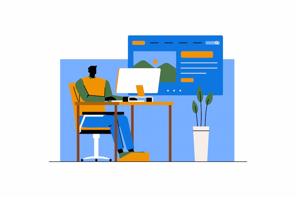 transition to a predictive website with help from NEXTFLY image shows person sitting at desk using computer