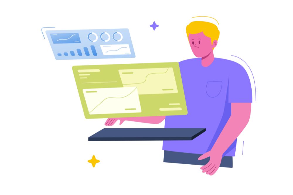 Work with NEXTFLY to regain search transparency image shows man studying data analytics