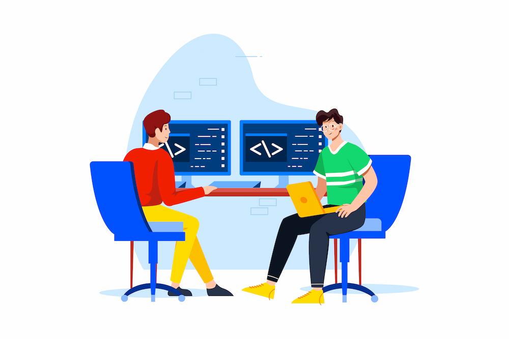 schema markup is important for SEO image shows two coders at work