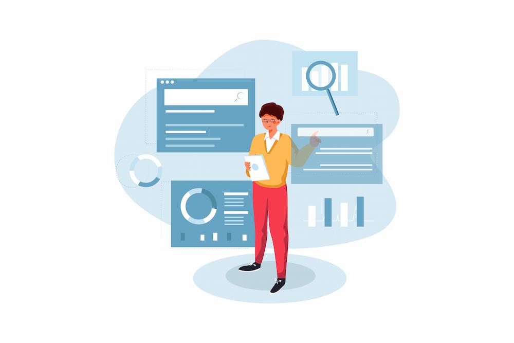Work with NEXTFLY to develop your AI citation authority image shows woman studying search results