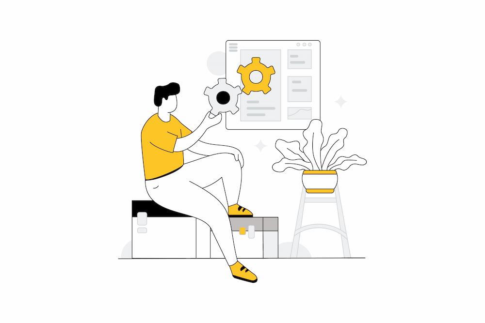 Make sure to work with an experienced web design team like NEXTFLY because performance metrics dictate your next website redesign image shows designer working on website